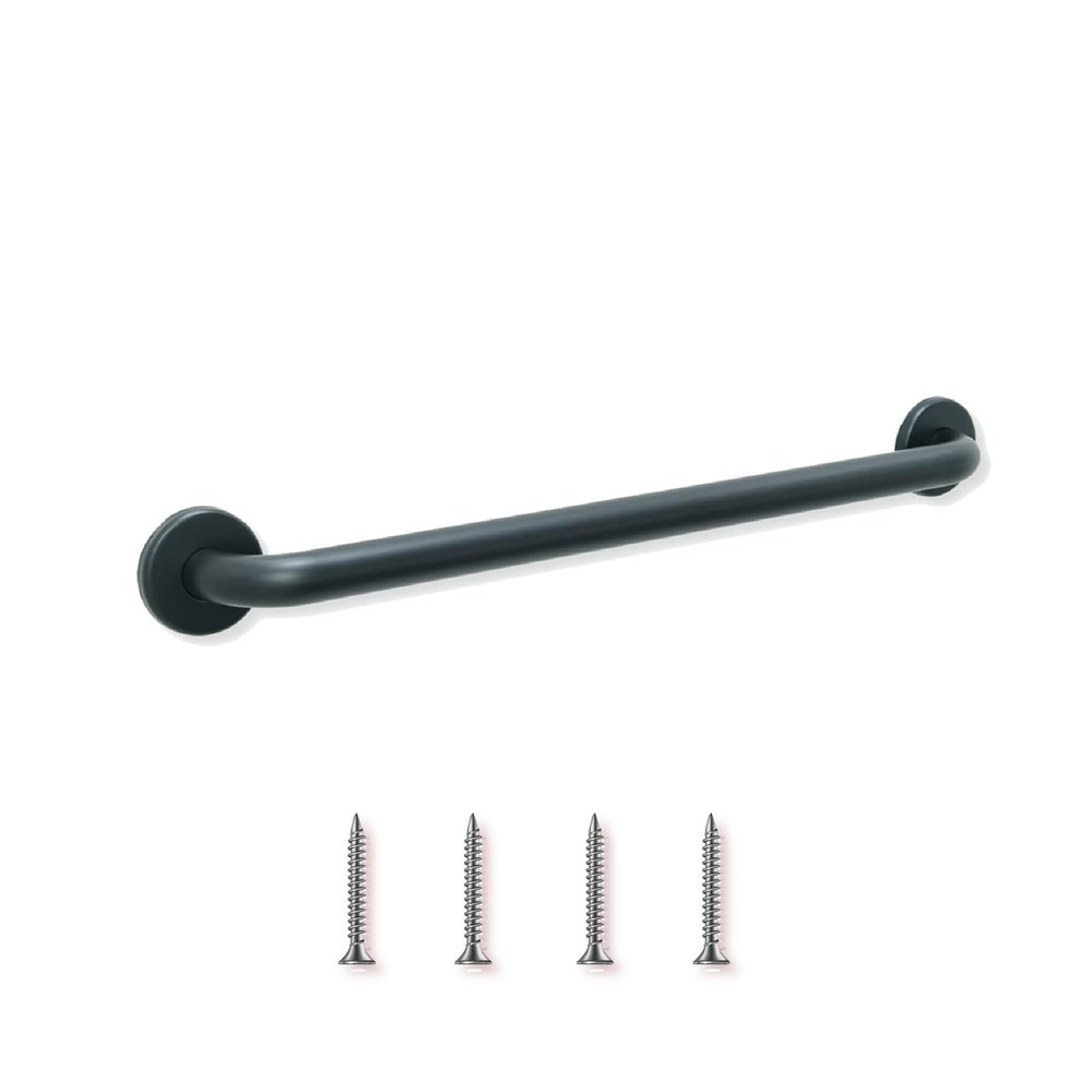 16 Shower Handle Smooth Grip | 304 Stainless Steel Grab Bars for Bathtubs and Showers | Matte Black ADA Standard Hand Rails for Seniors, Children, Injured People | Supports Upto 400lbs