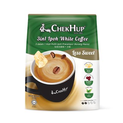 10 Pack Chek Hup 3 in 1 Ipoh White Coffee - Less Sweet Imported from Malaysia (10x12 sachets)