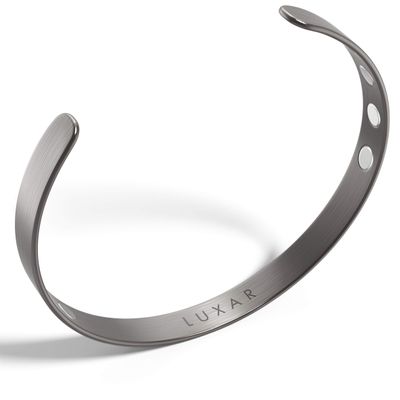 LUXAR Men's/Women's Magnetic Therapy Bracelet | Sophisticated Solid Titanium Bangle with Rare-Earth Neodymium Magnets (Titanium | Large)