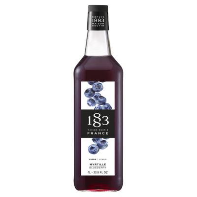 1883 Blueberry Syrup for Drinks, Made in France, 1 Liter Glass Bottle