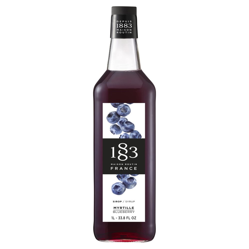 1883 Blueberry Syrup for Drinks, Made in France, 1 Liter Glass Bottle