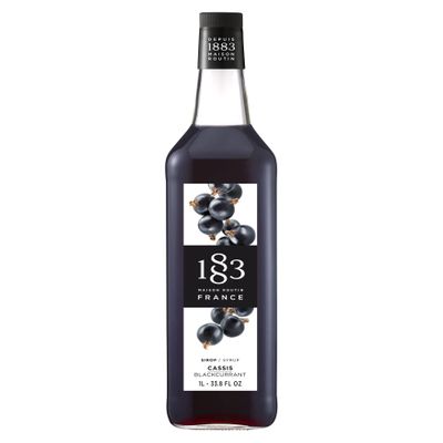 1883 Blackcurrant Syrup for Drinks, Made in France, 1 Liter Glass Bottle