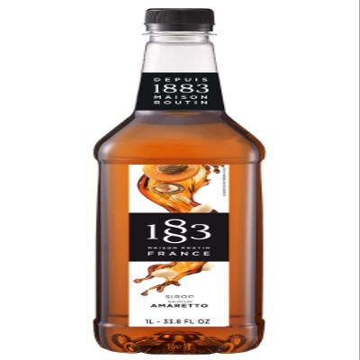 1883 Amaretto Syrup for Drinks, Made in France, 1 Liter Plastic Bottle