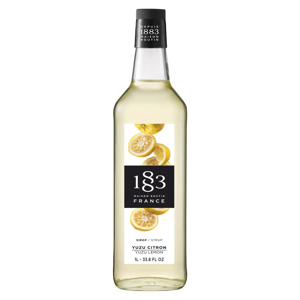 1883 Yuzu Lemon Syrup for Drinks, Made in France, 1 Liter Glass Bottle