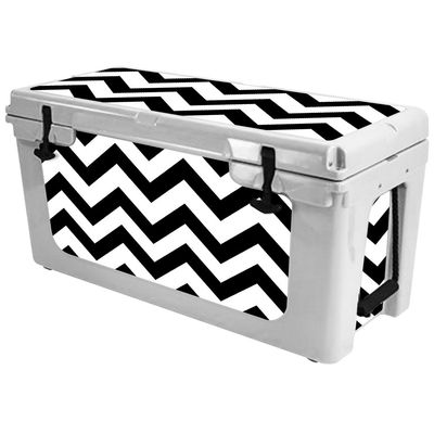 MightySkins (Cooler Not Included) Skin Compatible with RTIC 65 Cooler (2017 Model) - Black Chevron | Protective, Durable, and Unique Vinyl Decal wrap Cover | Easy to Apply | Made in The USA