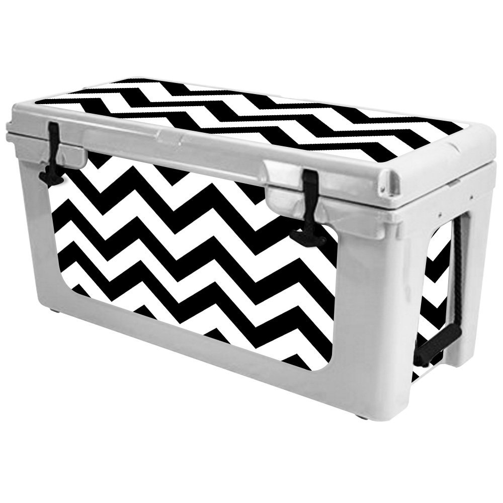 MightySkins (Cooler Not Included) Skin Compatible with RTIC 65 Cooler (2017 Model) - Black Chevron | Protective, Durable, and Unique Vinyl Decal wrap Cover | Easy to Apply | Made in The USA