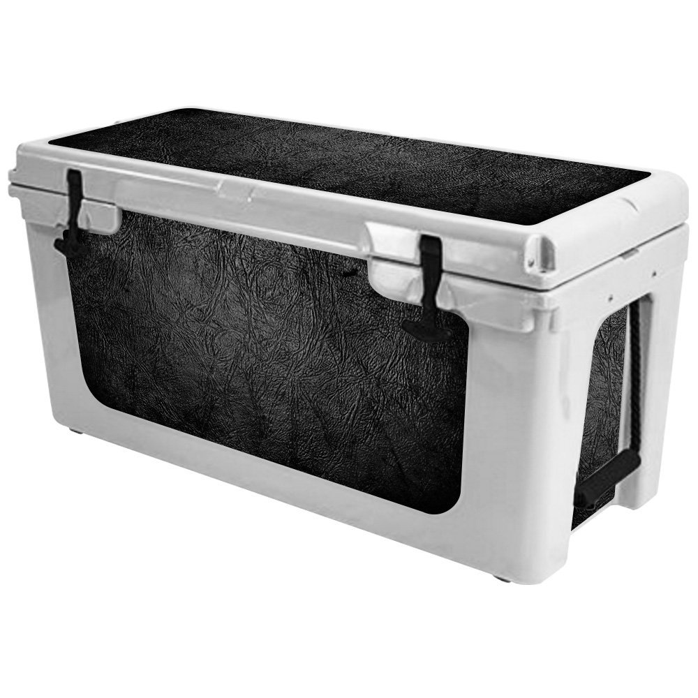 MightySkins (Cooler Not Included) Skin Compatible with RTIC 65 Cooler (2017 Model) - Black Leather | Protective, Durable, and Unique Vinyl Decal wrap Cover | Easy to Apply | Made in The USA