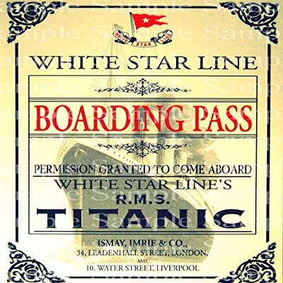 1/2 Sheet - Vintage Titanic Boarding Pass Birthday - D24173 - Edible Cake/Cupcake Party Topper - D24173