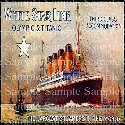 1/2 Sheet - Vintage Titanic Ship Poster Birthday - D24175 - Edible Cake/Cupcake Party Topper - D24175