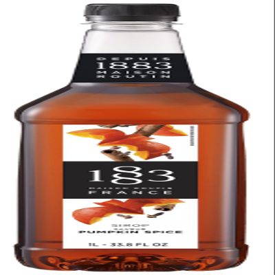 1883 Pumpkin Spice Syrup for Coffee and Drinks  Made in France  1 Liter Plastic Bottle