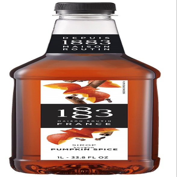 1883 Pumpkin Spice Syrup for Coffee and Drinks Made in France 1 Liter Plastic Bottle
