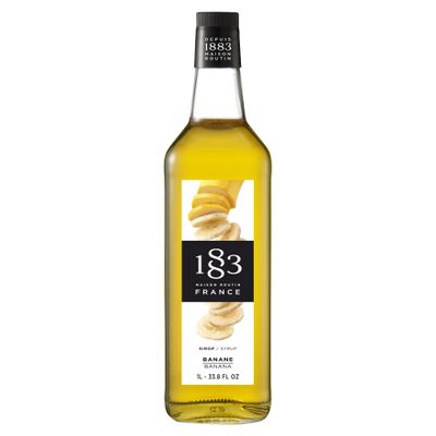 1883 Banana Syrup for Drinks, Made in France, 1 Liter Glass Bottle