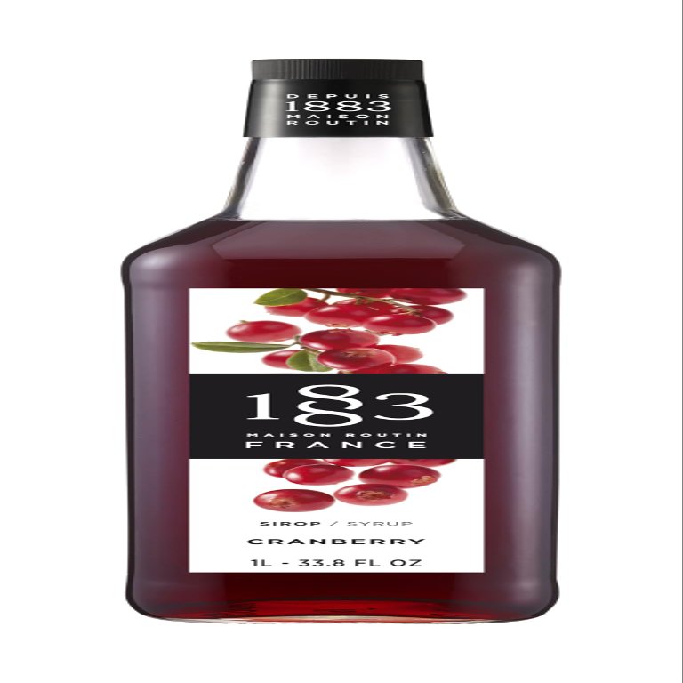 1883 Cranberry for Drinks, Made in France, 1 Liter Glass Bottle