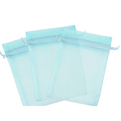 Kyezi Design and Craft 150 Pcs Light Blue 2x3 Sheer Drawstring Organza Jewelry Pouches Wedding Party Favor Gift Bags Candy Bags