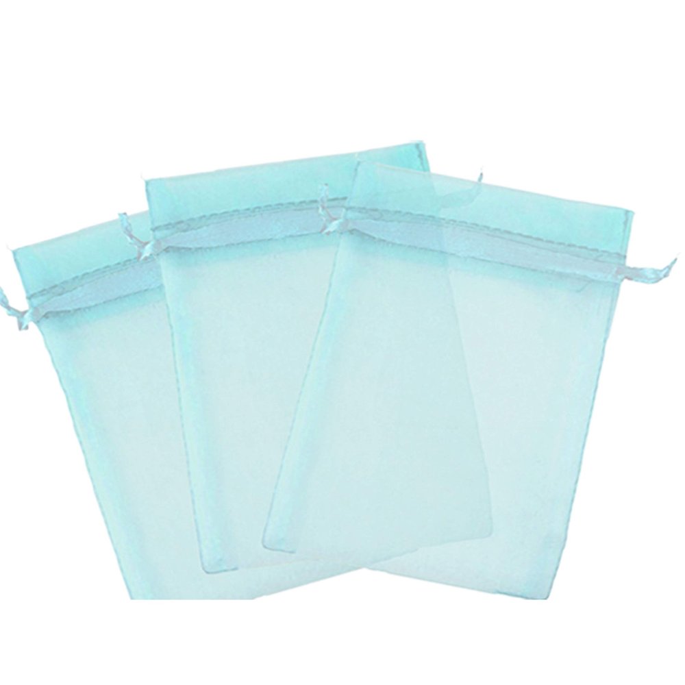 Kyezi Design and Craft 150 Pcs Light Blue 2x3 Sheer Drawstring Organza Jewelry Pouches Wedding Party Favor Gift Bags Candy Bags