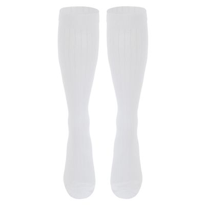 NuVein Men's Compression Socks, 15-20 mmHg Support, Dress Trouser Style, Over Calf Knee High, White, Medium