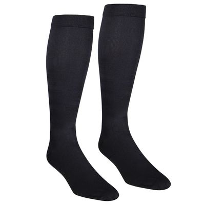 NuVein Men's Compression Socks, 15-20 mmHg Support, Dress Trouser Style, Over Calf Knee High, Black, Small