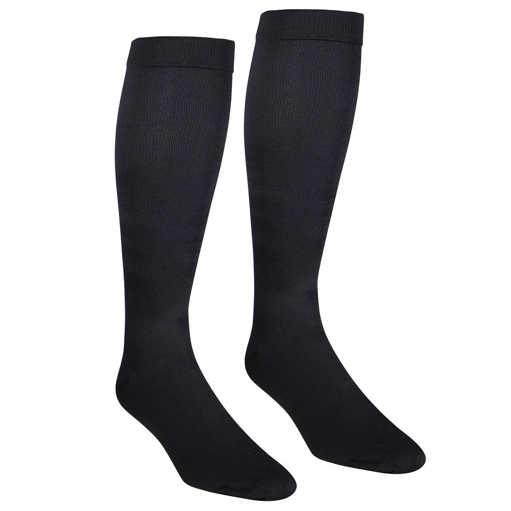 NuVein Men's Compression Socks, 15-20 mmHg Support, Dress Trouser Style, Over Calf Knee High, Black, Small