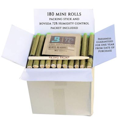 King Palm MINI Size Natural Pre Wrap Palm Leafs (BULK CASE LOOSE, 180 ROLLS TOTAL) Pre Rolled Cones - All Natural Cones - Corn Husk Filter - Preroll Cones - Prerolled cones with Filter - Organic Cones