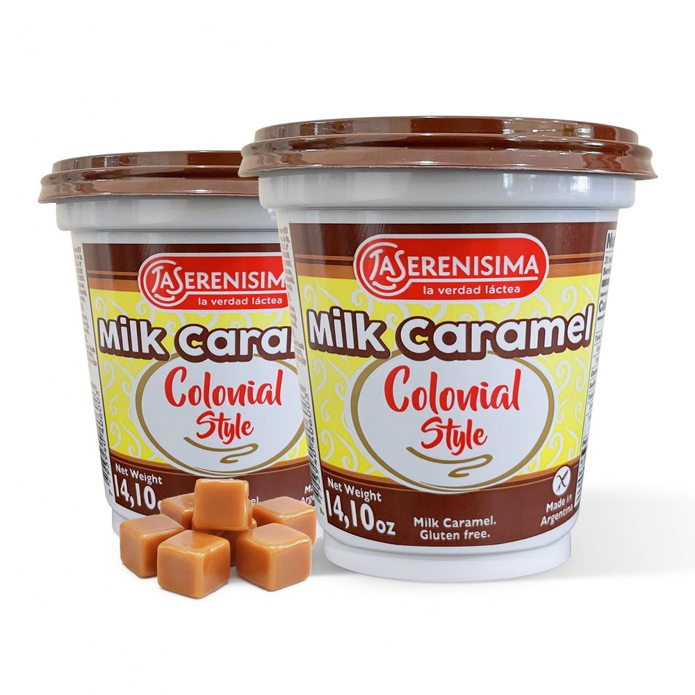 La Serensima Dulce de Leche - Authentic Milk Caramel Spread from Argentina - Gluten-Free Creamy Caramel Sauce for Baking, Desserts - Rich Flavor for Pancakes, Waffles - 14.1 Ounce (Pack of 2)