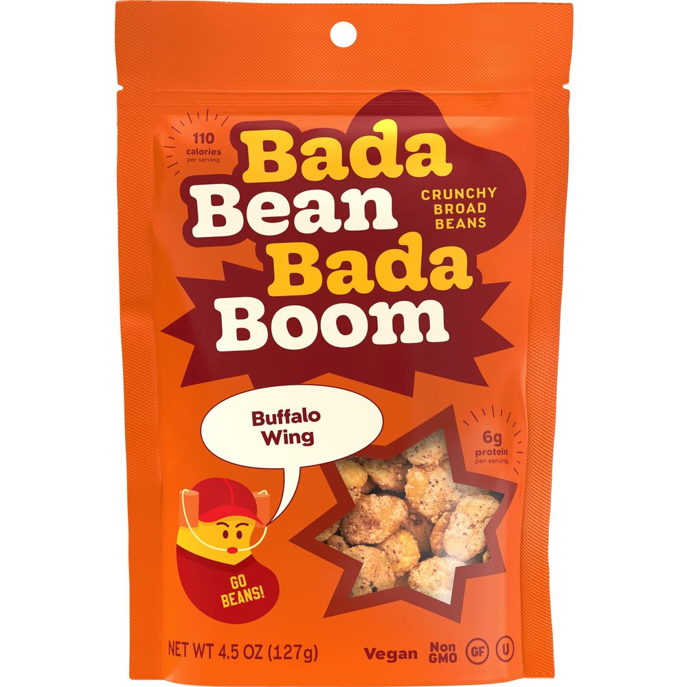 Bada Bean Bada Boom, Crunchy Roasted Broad Bean Snacks (Fava), High Protein, Vegan, Gluten-free - 110 Calorie Packs, Cinnamon, 4.5 Ounce (Pack of 6)
