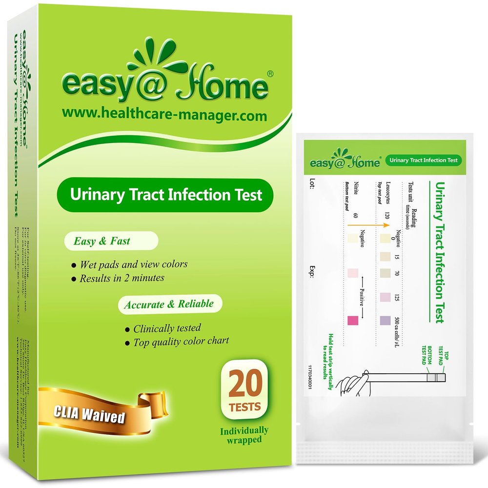 Easy@Home 20 Individual Pouches Urinary Tract Infection FSA Eligible Test Strips (UTI Test Strips) Monitor Bladder or Urinary Tract Issues by Testing Urine, 20 Tests/Box-FDA Cleared (UTI-20P)