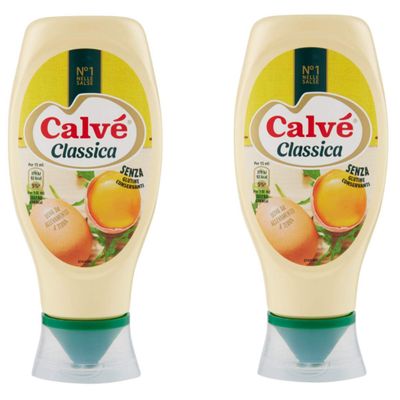 Calv: "Classica" Classic Italian Mayonnaise Top Down - 400ml /13.53 fl.oz, pack of 2 [ Italian Import ]