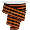 Halloween Ribbon Wired Edge Striped - 2.5" x 10 Yards, Orange, Black, Wreath Decor, Fall Decorations view 3