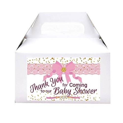 ArtPaperWonders Custom Baby Shower Gable Boxes with Labels, Personalized Girl Baby Shower Party Favor Box Labels (Labels Only)