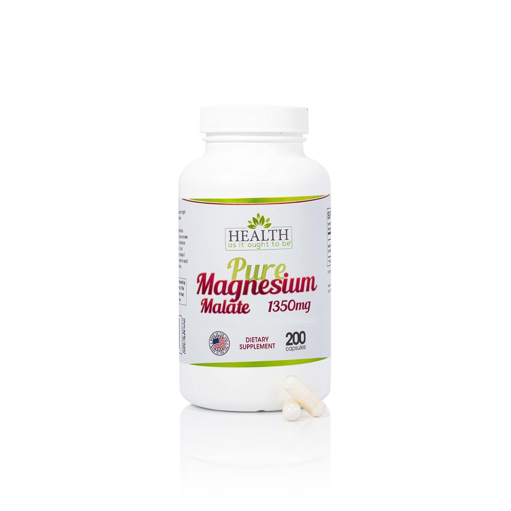 Pure Magnesium Malate 1350 mg - 200 Capsules. Physician Formulated and Highly Absorbable