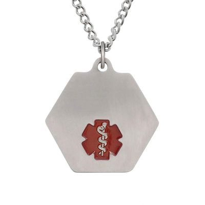 American Medical ID Stainless Steel Classic Red Curb Standard Necklace (27 inch)
