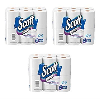 Scott 1000 Bath Tissue 12 roll (Pack of 3)
