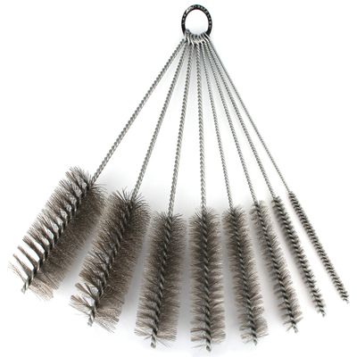 12 Inch Pipe Cleaning Brush Set with Stainless Steel Bristles, 8 Piece Variety Pack | for Auto Parts, Bottles, Guns, Tubes, etc.