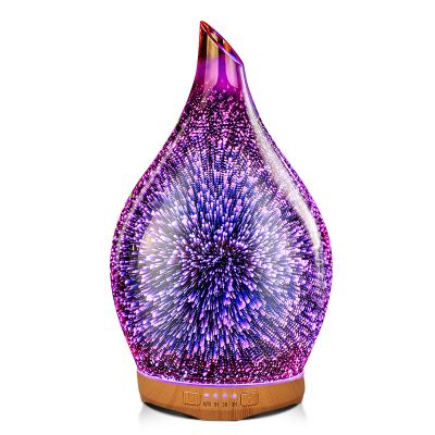 Porseme 280ml Essential Oil Diffuser 3D Hand-Blown Glass Aroma Diffusor, Aromatherapy Unltrasonic Cool Mist deffuser, 7 Color Changing Humidifier, Waterless Shut-Off, Timer Function for Home Office