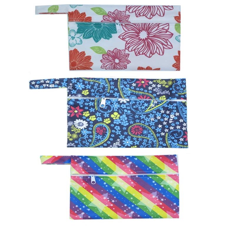 3 Pieces Mini Wet Bags Reusable for Mama Cloth Menstrual Pads/Breast Pads