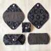 5 Pieces Charcoal Bamboo Mama Cloth/Menstrual Pads/Reusable Sanitary Pads (Black lace, Pantyliner (8 inch)) view 4