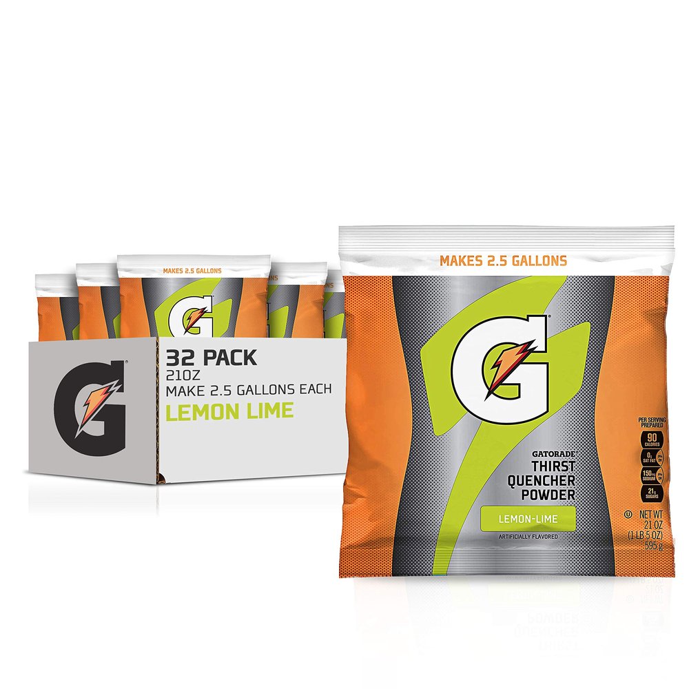 Gatorade - 3944 Powder Variety Pack (Lemon-Lime, Orange, Fruit Punch, Riptide Rush), 21-Ounce Pouches (Pack of 32)