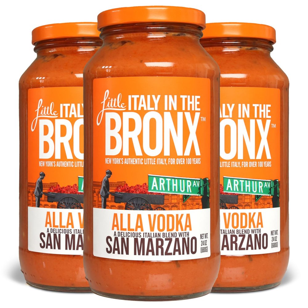 Little Italy in the Bronx Alla Vodka Sauce - Vodka Sauces, Vodka Pasta Sauce, Spaghetti Sauce, Marinara Pizza Sauce, Keto, No Added Sugar - 24 oz (Pack of 3)