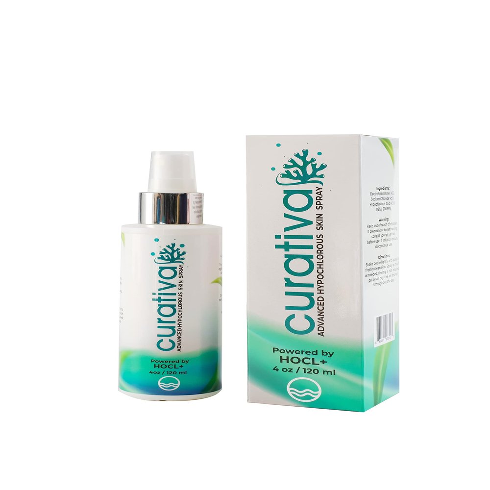 Curativa Bay 0.02% Hypochlorous Skin Spray 4 oz Organic, Vegan, Hypoallergenic Ingredients Made in USA