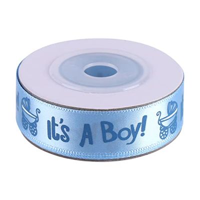 10 Yards/Roll IT is A BOY/Girl Satin Rolls for Baby Shower Christening Party Favor(Blue)