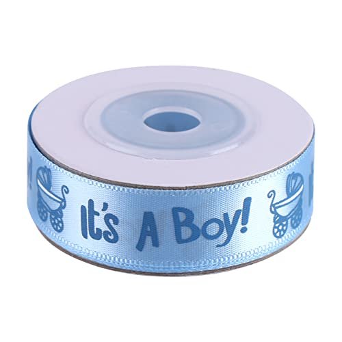 10 Yards/Roll IT is A BOY/Girl Satin Rolls for Baby Shower Christening Party Favor(Blue)