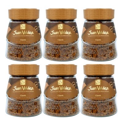 Juan Valdez Freeze-Dried Instant Coffee - Classic Flavor | 100% Colombian Arabica Beans | 3.5 oz / 100 g Jar | Pack of 6 | Smooth & Rich Taste 100% Colombian Coffee | Easy to Prepare | 6 Pack