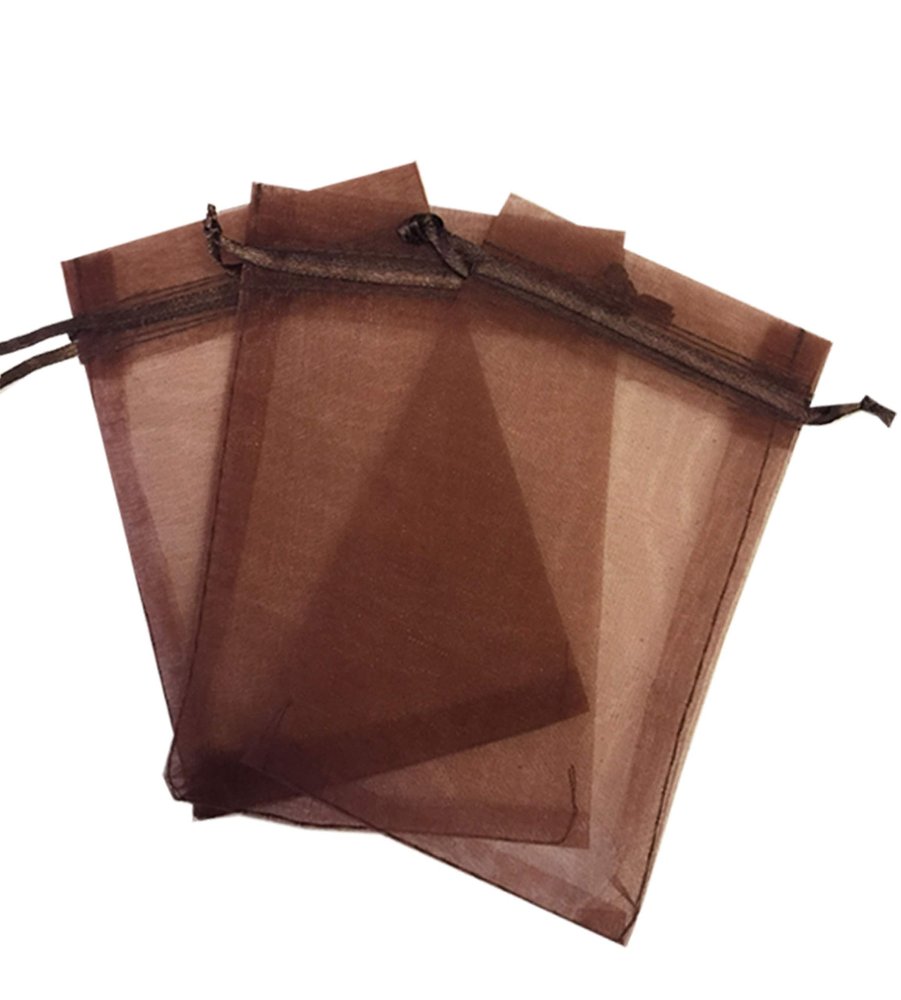200 Pcs Brown 3x4 Sheer Drawstring Organza Bags Jewelry Pouches Wedding Party Favor Gift Bags Gift Bags Candy Bags [Kyezi Design and Craft]