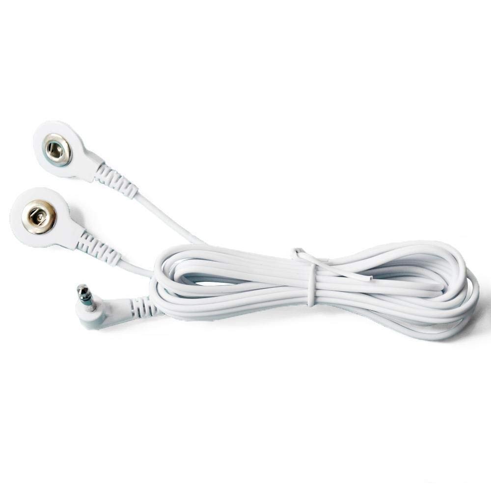 3.5mm (Headphone Jack) Replacement Electrode Wires Standard Connection Snap 3.5mm Cable for Tens EMS Massage Units (2 Pack)