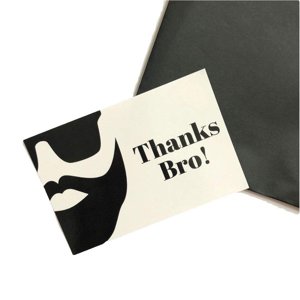 10 pc Thanks Bro Mens Beard Mustache Bachelor Bridal Birthday Party Thank You Card Blank Backing Notecard Set