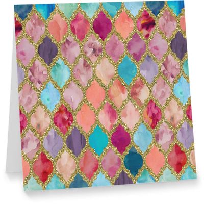 [12 Count] Glitter Moroccan Watercolor Note Cards