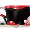 Rotating mop Hand Pressure Automatic Dehydration Metal Basket Metal Pedal Household Mop Bucket, Stainless Steel Dish 4 mop Heads Reddish Black view 3