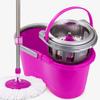Rotating mop Hand wash Free Automatic Dehydration Wet and Dry Household Mop Bucket, Set 3 mop Heads Two Colors(Color:Purple) view 1