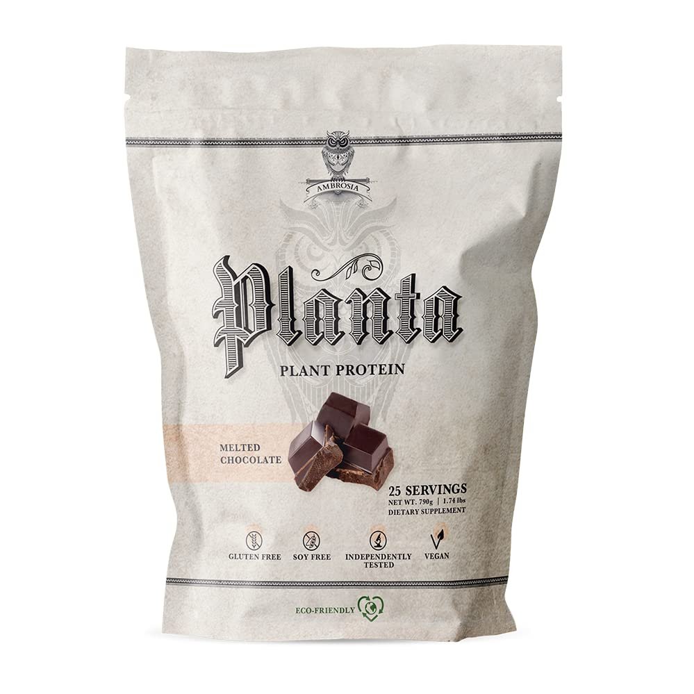 Ambrosia Planta - Plant-Based Protein Powder 20g | Dairy Free Vegan Protein Powder with BCAA Amino Acids | Keto-Friendly, No Added Sugar | 25 Servings | Melted Chocolate