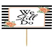 Black and White Floral Party Cake Cupcake Decoration Toppers (We Still Do 24pk Cupcake Picks)